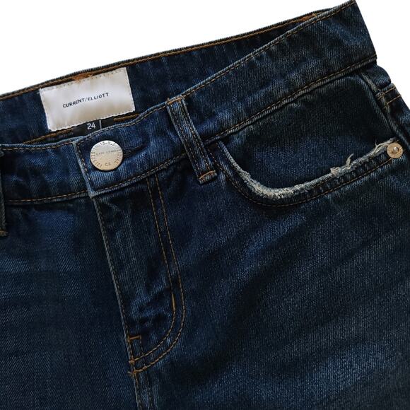 CURRENT/ELLIOTT The Flip Flop boot cut raw hem blue jeans in Westry Size 24 NEW - Picture 6 of 9